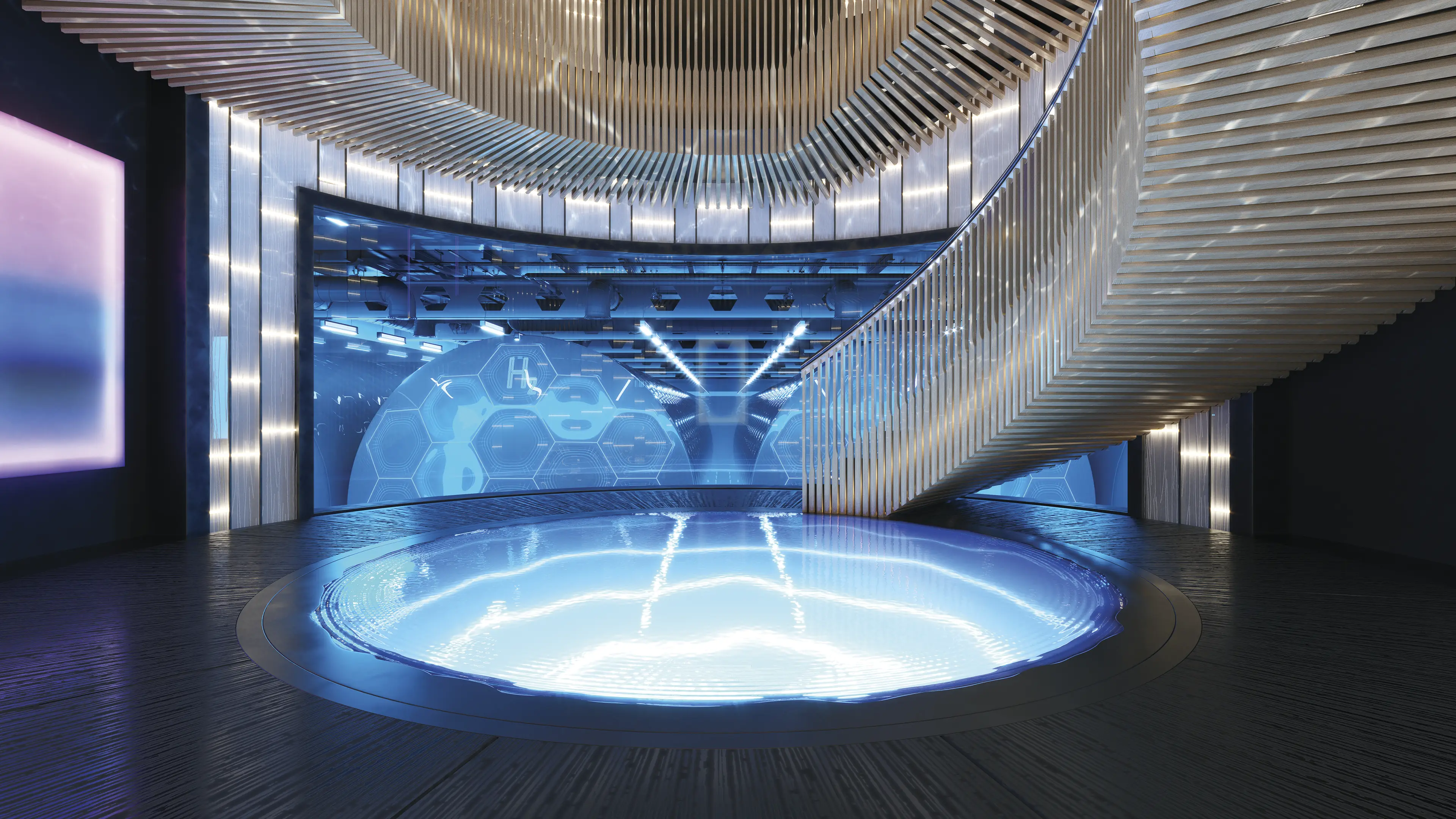 Sinot AQUA_CENTRAL STAIRCASE_LD VIEW ON TANKS
